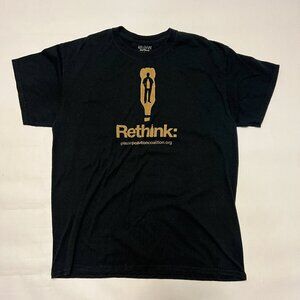 Rethink Plastic Pollution Printed T Shirt Black Large